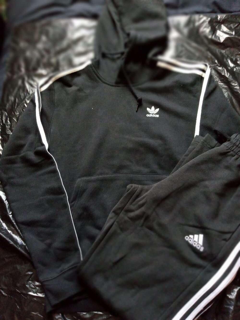Adidas Three Stripe Jogger Set Black Mens XS/S (Not A Matching Set)